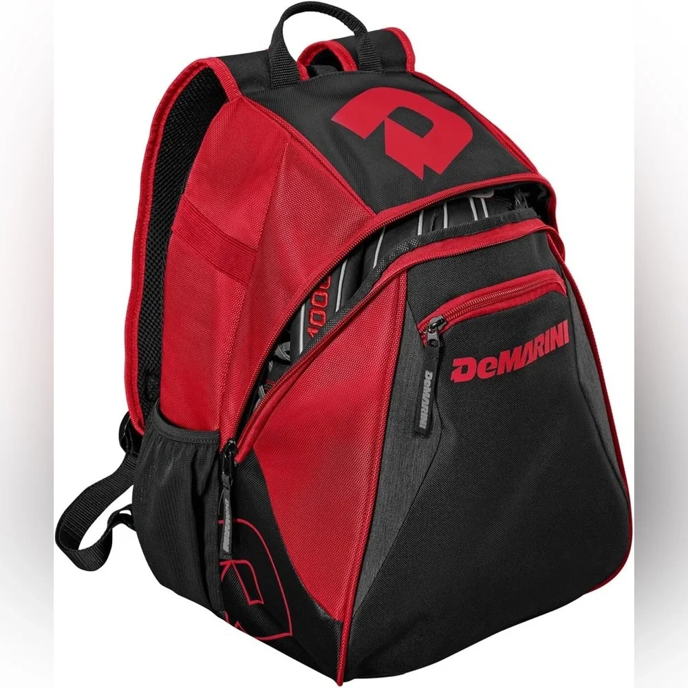 DeMarini Voodoo Junior Baseball Backpack Maroon and black